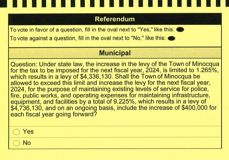 Referendum to Increase Town Levy | Town of Minocqua